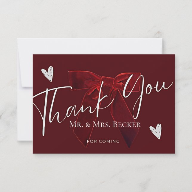 Burgundy wedding thank you cards (Front)