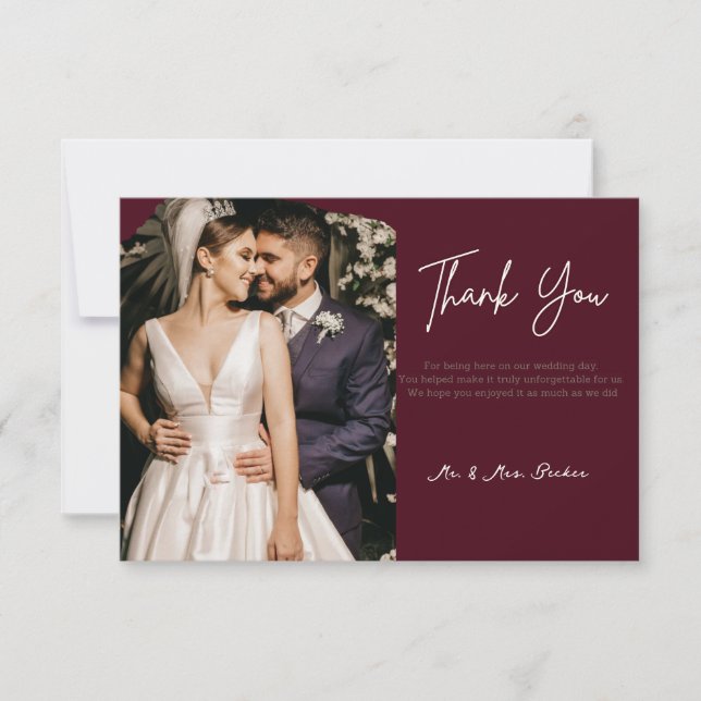 Burgundy wedding thank you cards (Front)