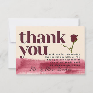 Burgundy wedding thank you cards