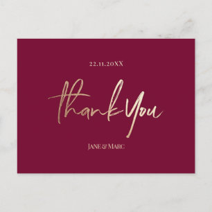 Burgundy Wedding Thank You Cards Elegant Script