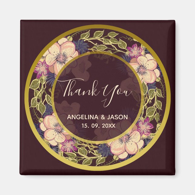 Burgundy Wedding Thank You Magnet (Front)