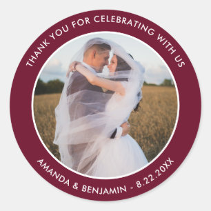 Burgundy Wedding Thank You Photo Stickers
