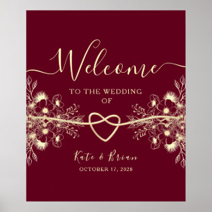 Burgundy Wedding Welcome Poster