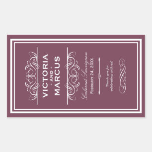Burgundy Wedding Wine Bottle Monogram Favour Label