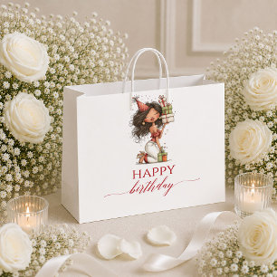 Burgundy Whimsical Woman Marsala Script gift bag