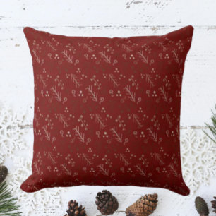 Burgundy Whimsy Doodle Throw Pillow