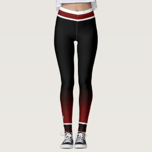 Burgundy/ White /Black- ankle Football Design Leggings