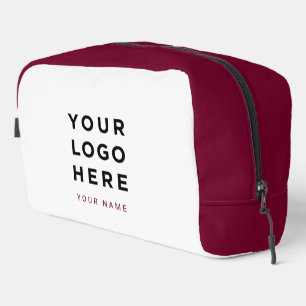 Burgundy White Business Logo Name Instagram Travel Dopp Kit
