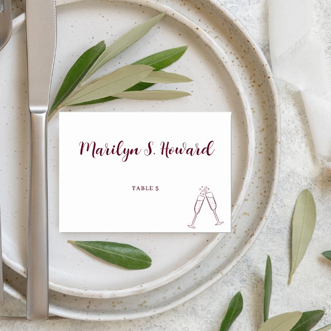 Burgundy White Champagne Minimalist Wedding Table Number (Creator Uploaded)