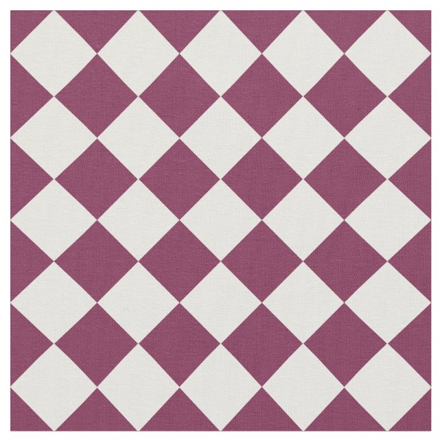 Burgundy White Checker Diamond Pattern Fabric (Close Up)