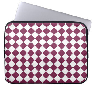 Burgundy White Checker Diamond Pattern Laptop Sleeve