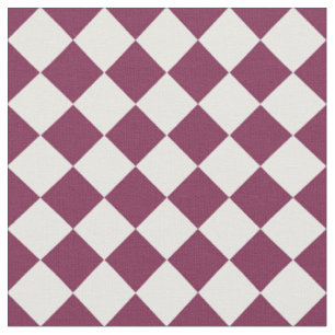 Burgundy White Chequered Diamond Pattern Fabric