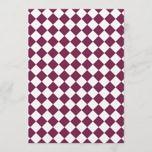 Burgundy White Chequered Diamond Pattern Invitation