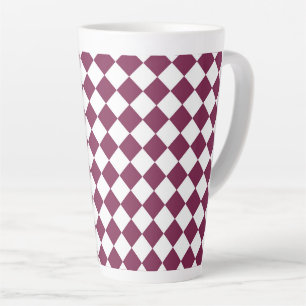 Burgundy White Chequered Diamond Pattern Latte Mug