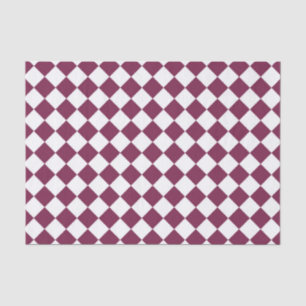 Burgundy White Chequered Diamond Pattern Tissue Paper