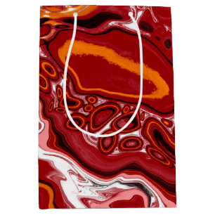  Burgundy White Digital Fluid Art    Medium Gift Bag