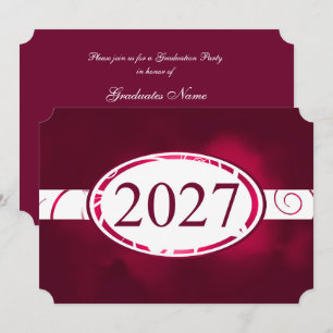 Burgundy White Floral Button 2027 Graduation Party Invitation