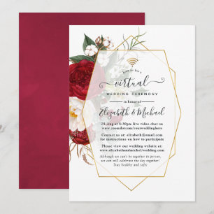 Burgundy & White Floral Geometric Virtual Wedding Invitation