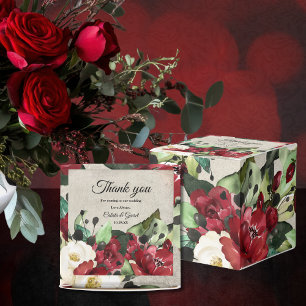 Burgundy White Green Floral Grey Grunge Favour Box