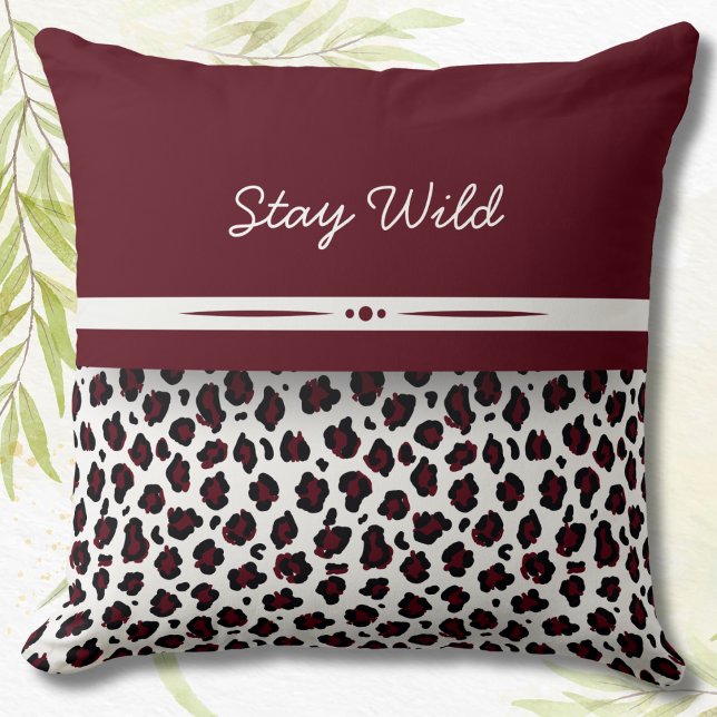 Burgundy & White Leopard Print Decorative Pillow (Burgundy & White Leopard Print Decorative Pillow)