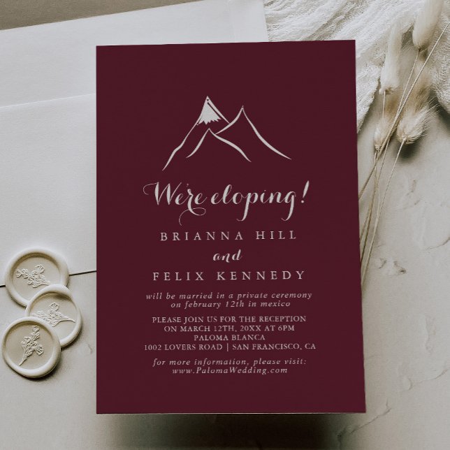 Burgundy White Mountain Elopement Reception Invitation (Creator Uploaded)