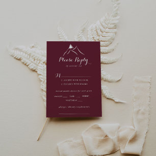 Burgundy White Mountain Wedding Menu Choice RSVP