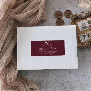 Burgundy White Mountain Wedding RSVP Address Label