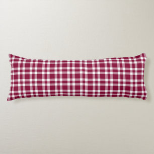 Burgundy White Plaid Pattern Body Cushion