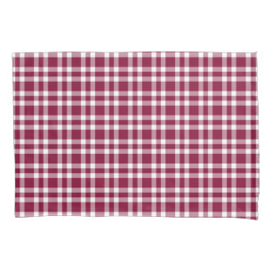 Burgundy White Plaid Pattern Pillowcase
