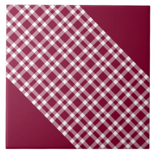 Burgundy White Plaid Pattern Tile