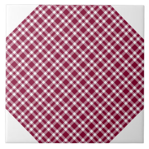 Burgundy White Plaid Pattern Tile