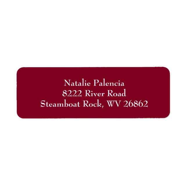 Burgundy & White Plain Return Address Labels (Front)
