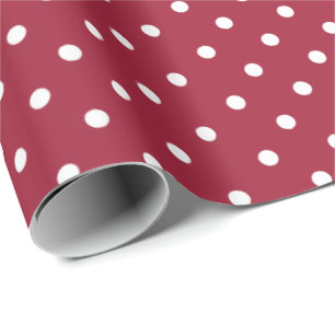 Burgundy   White Polka Dot Wrapping Paper