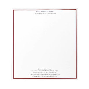 Burgundy White Professional Business Personalised Notepad