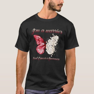 Burgundy White Ribbon Butterfly I m A Warrior Oral T-Shirt