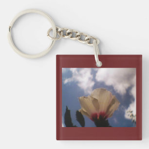 Burgundy White Rose Key Ring