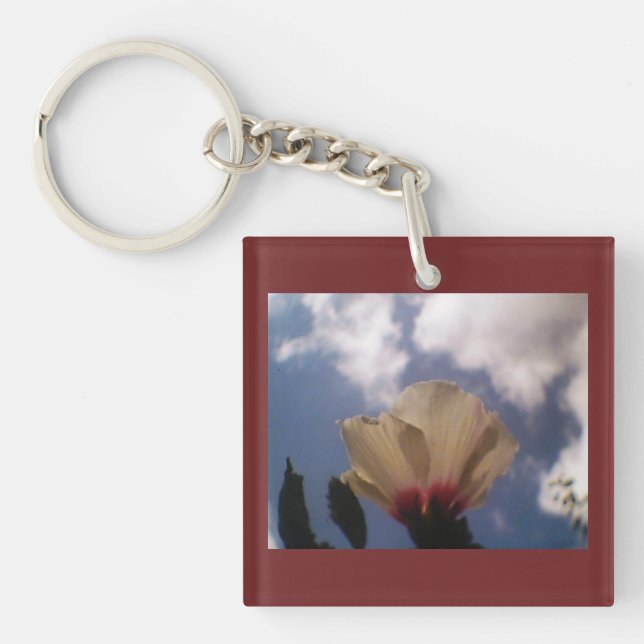 Burgundy White Rose Key Ring (Front)