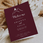 Burgundy White Silhouette Mountain Folded Wedding Programme<br><div class="desc">This burgundy white silhouette mountain folded wedding program is perfect for a rustic wedding. The design features  hand-painted clear mountains.

Include a quote or short message,  order of service,  wedding party and thank you message.</div>