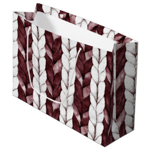 Burgundy White Stripes Christmas Large Gift Bag