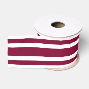 Burgundy White Stripes Pattern Grosgrain Ribbon