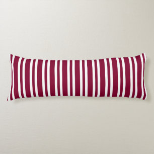 Burgundy White Stripes Seamless Pattern Body Cushion
