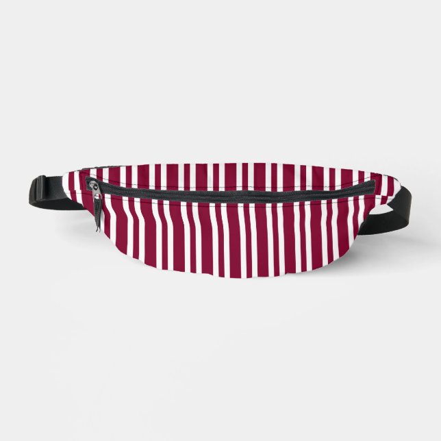 Burgundy White Stripes Seamless Pattern Bum Bags (Front)