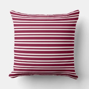 Burgundy White Stripes Seamless Pattern Cushion