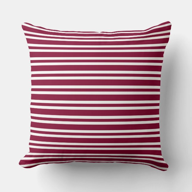 Burgundy White Stripes Seamless Pattern Cushion (Front)