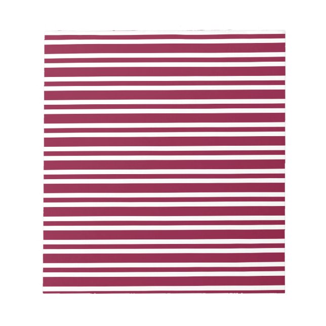 Burgundy White Stripes Seamless Pattern Notepad (Front)