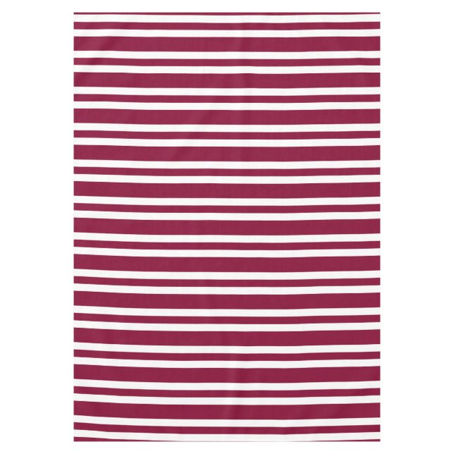 Burgundy White Stripes Seamless Pattern Tablecloth (Front)