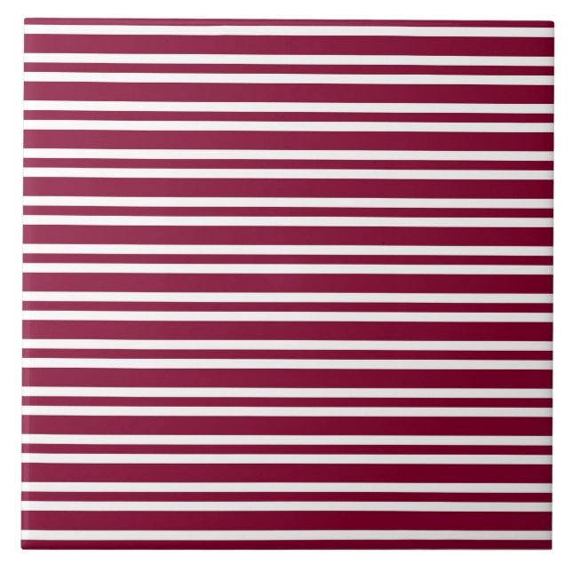 Burgundy White Stripes Seamless Pattern Tile (Front)