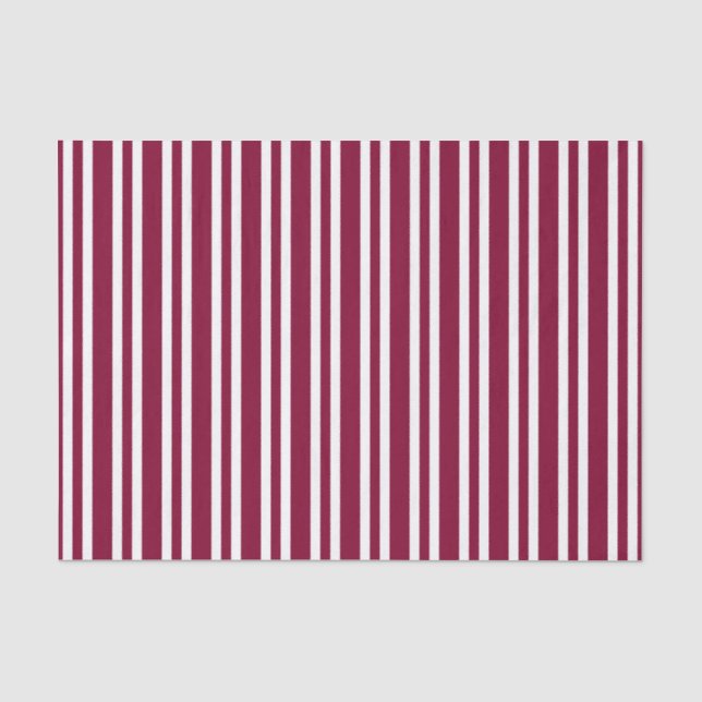 Burgundy White Stripes Seamless Pattern Tissue Paper (Front)