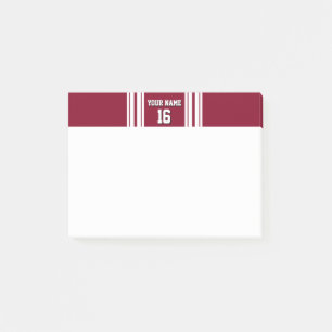 Burgundy White Team Jersey Custom Number Name Post-it Notes