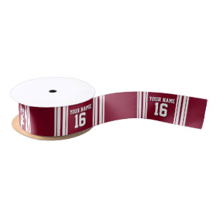 Burgundy White Team Jersey Custom Number Name Satin Ribbon